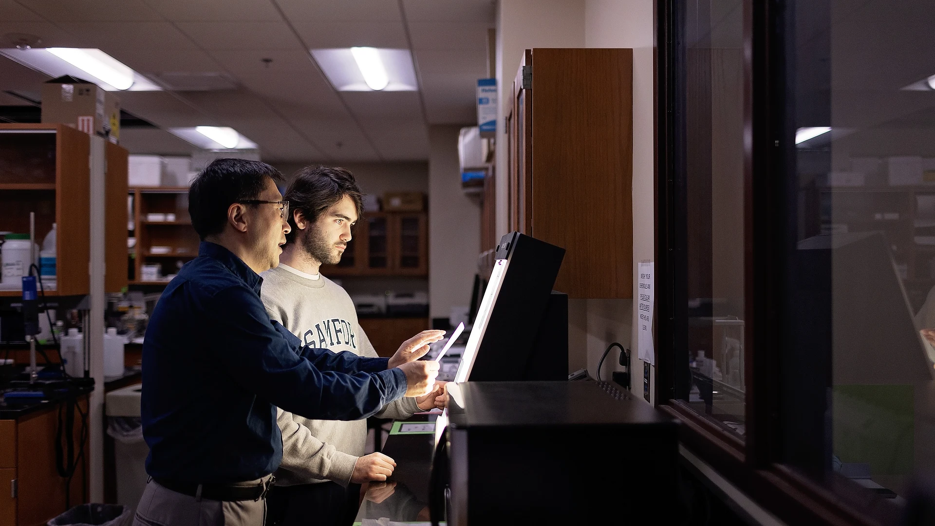 professor working with student