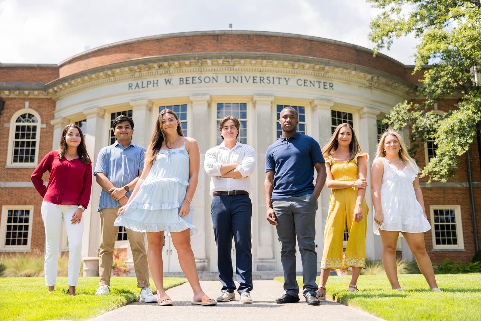 students outside the university center