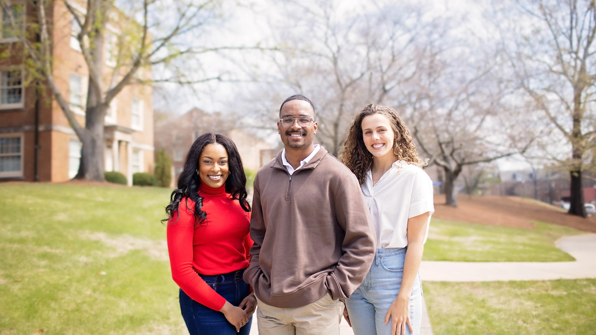 three Communication and Media students