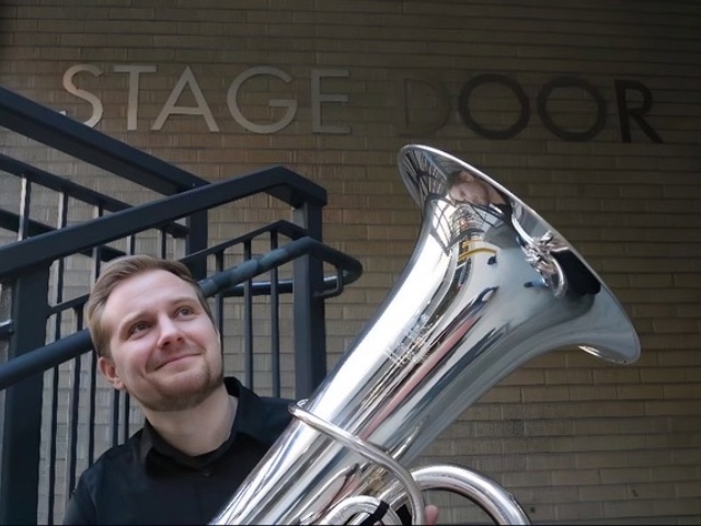 Patrick Young with tuba