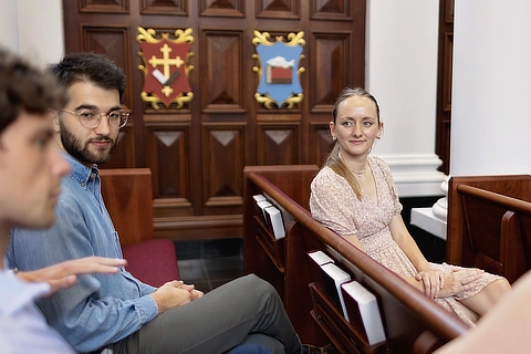 students in chapel