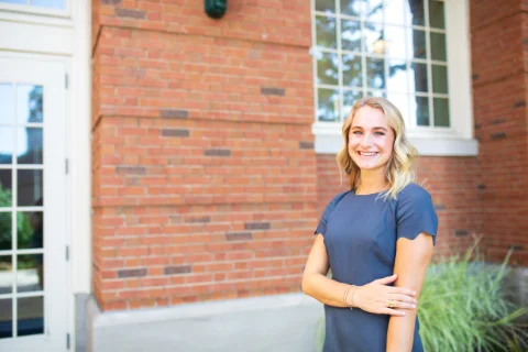 smiling female student outside SD0721679 th