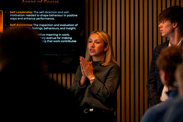 Student presenting at Cambridge