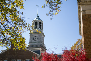 belltower with red leaves