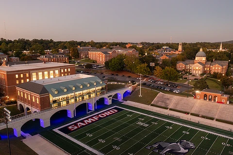 Samford football field at dusk