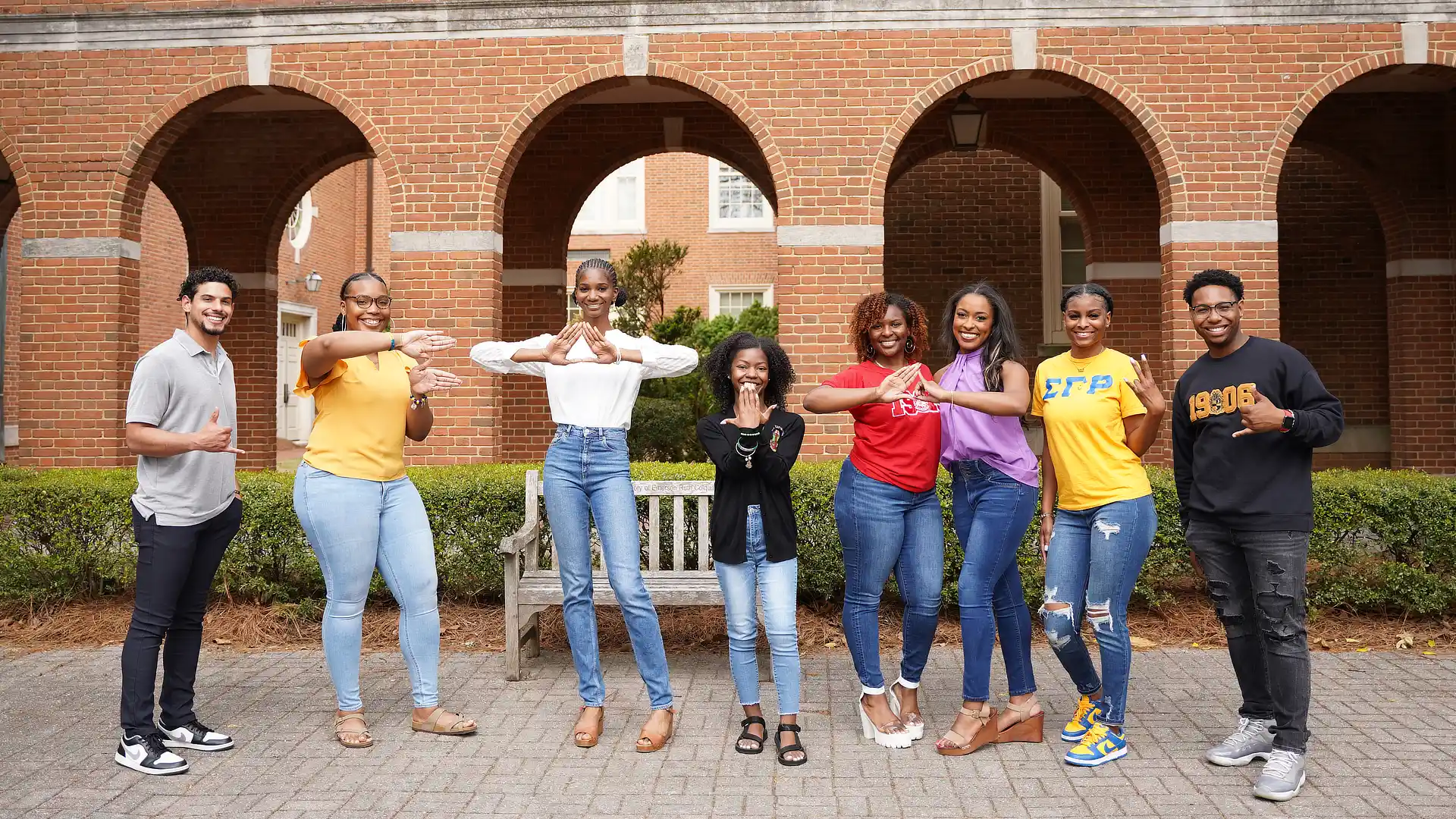 greeklife students standing in a line