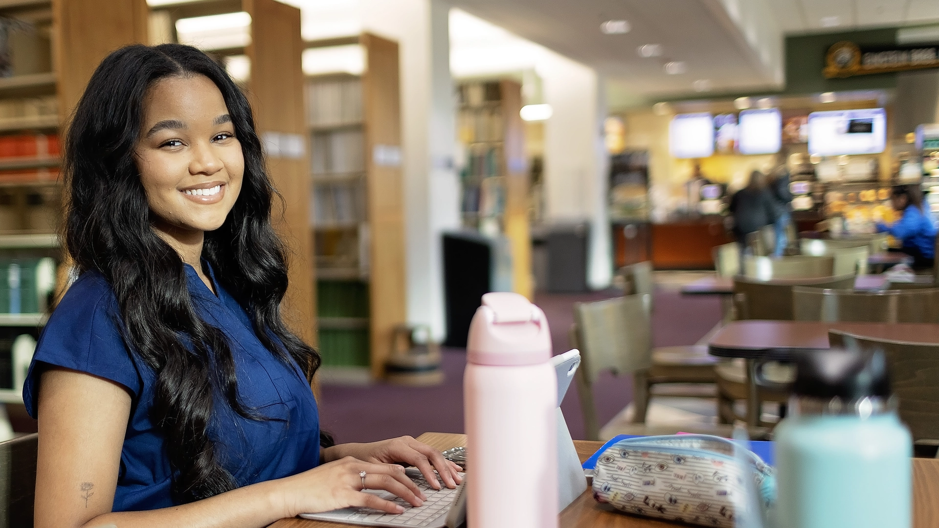 Health Science Student in Library