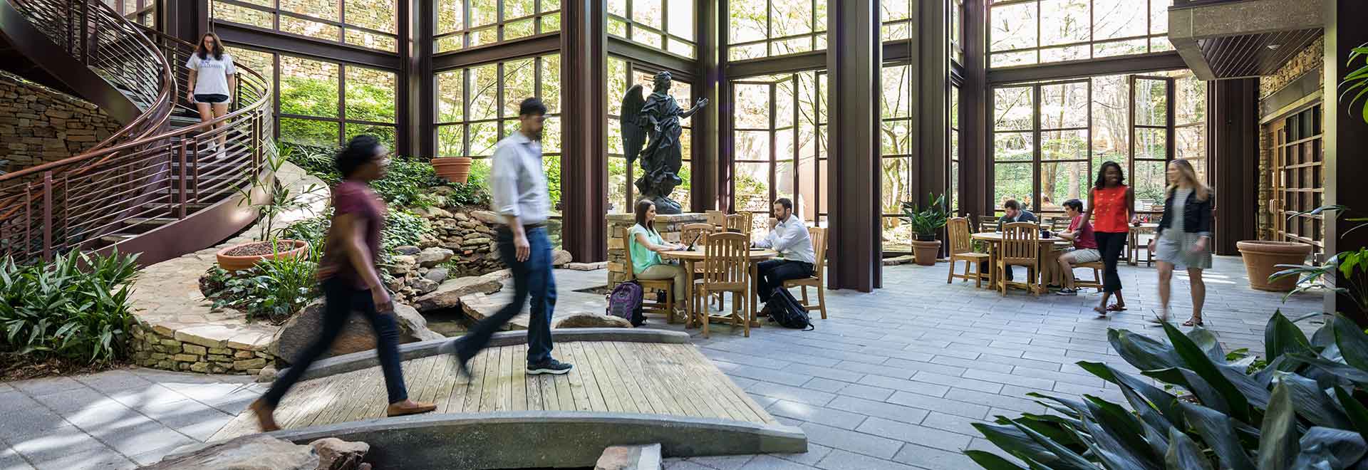 students enjoying atrium in CHS building