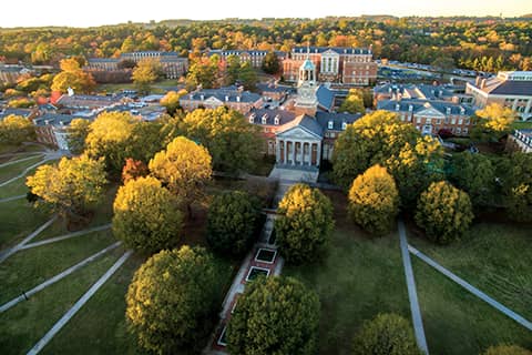 Aerial University Quad at Sunset