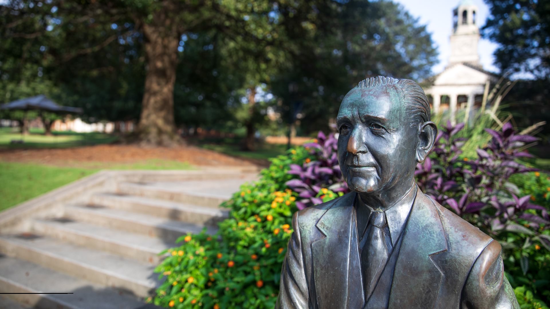 Mr. Beeson with Purple Flowers