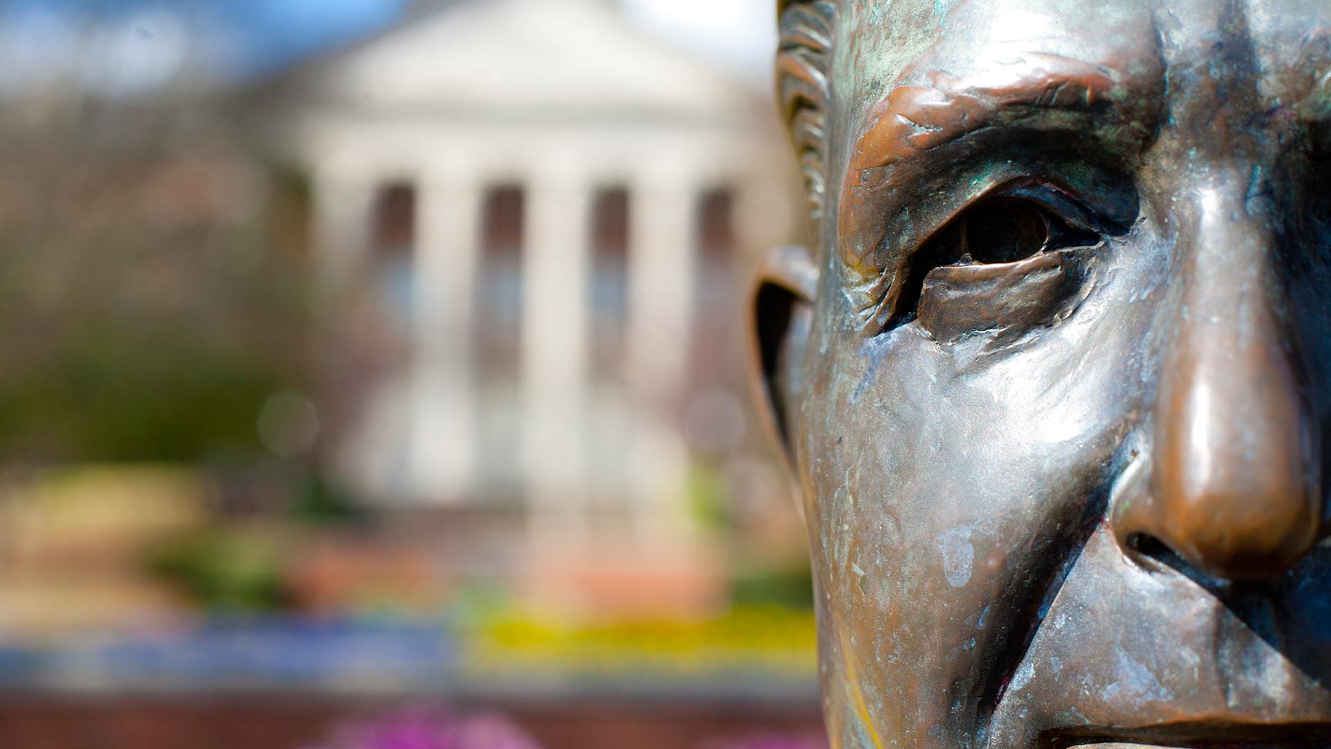 beeson statue face close up