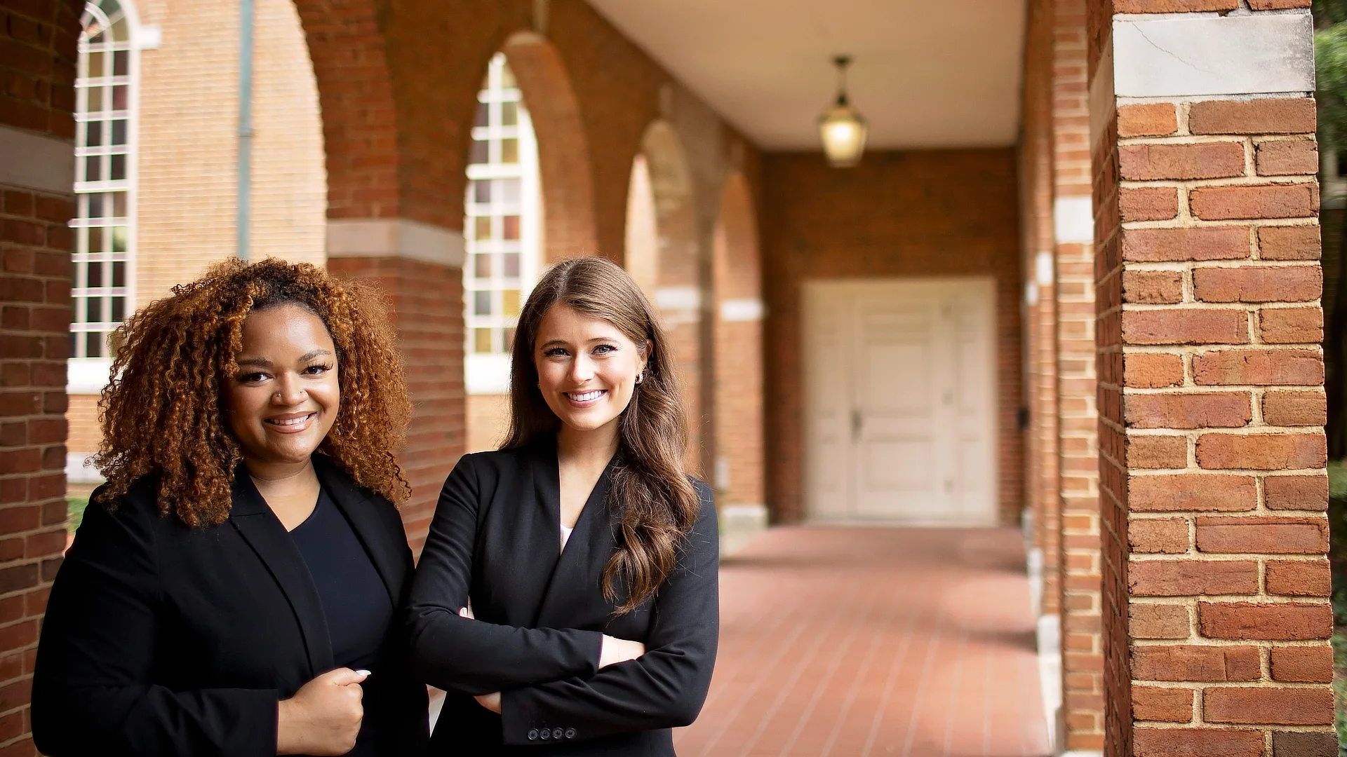 Two Female Law Students Standing In Archway DR062120230662