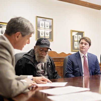 law student helping client