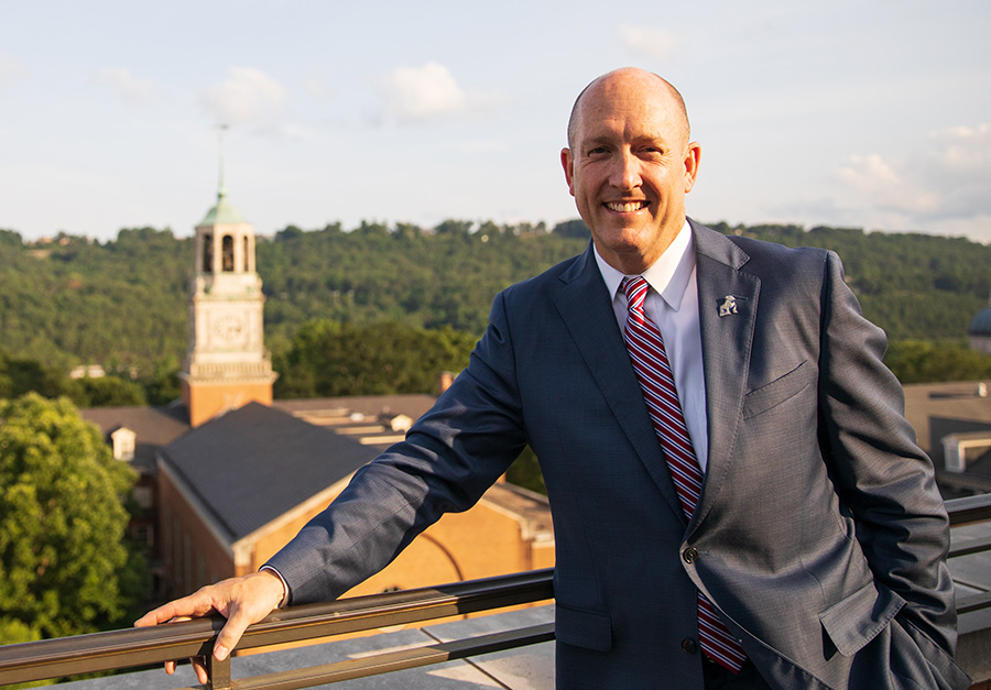 president taylor outside business building