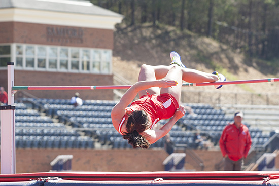 female athlete vaulting