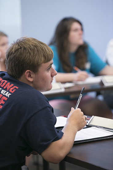 student in classroom