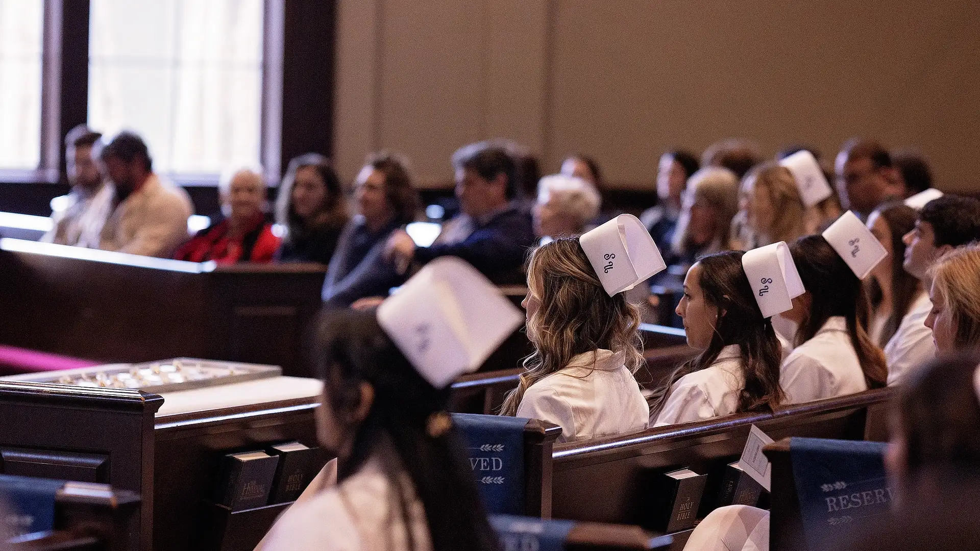 nursing students in the chapel