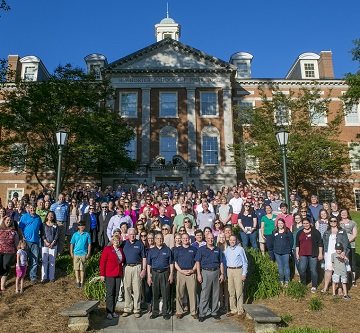 Guests gathered outside of Ingalls Hall