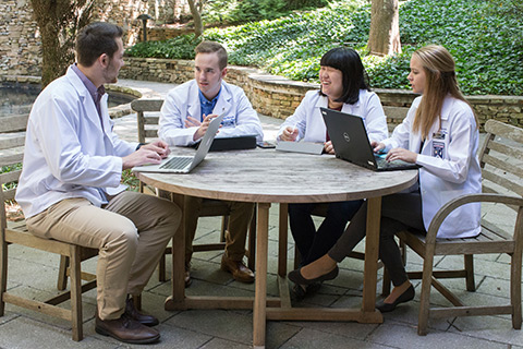 Students Talking inside Atrium