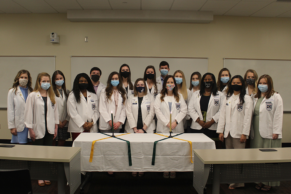 Students inducted into the Phi Lambda Sigma honors society.