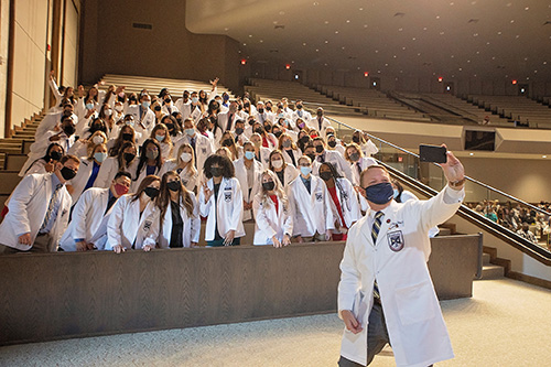 pharmacy white coat selfie with the dean