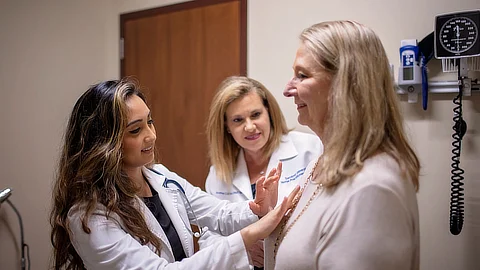 nursing student performing examination