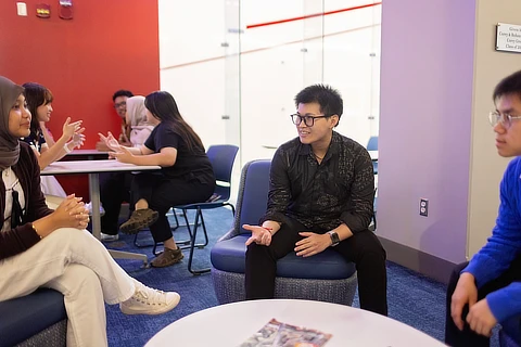 students talking