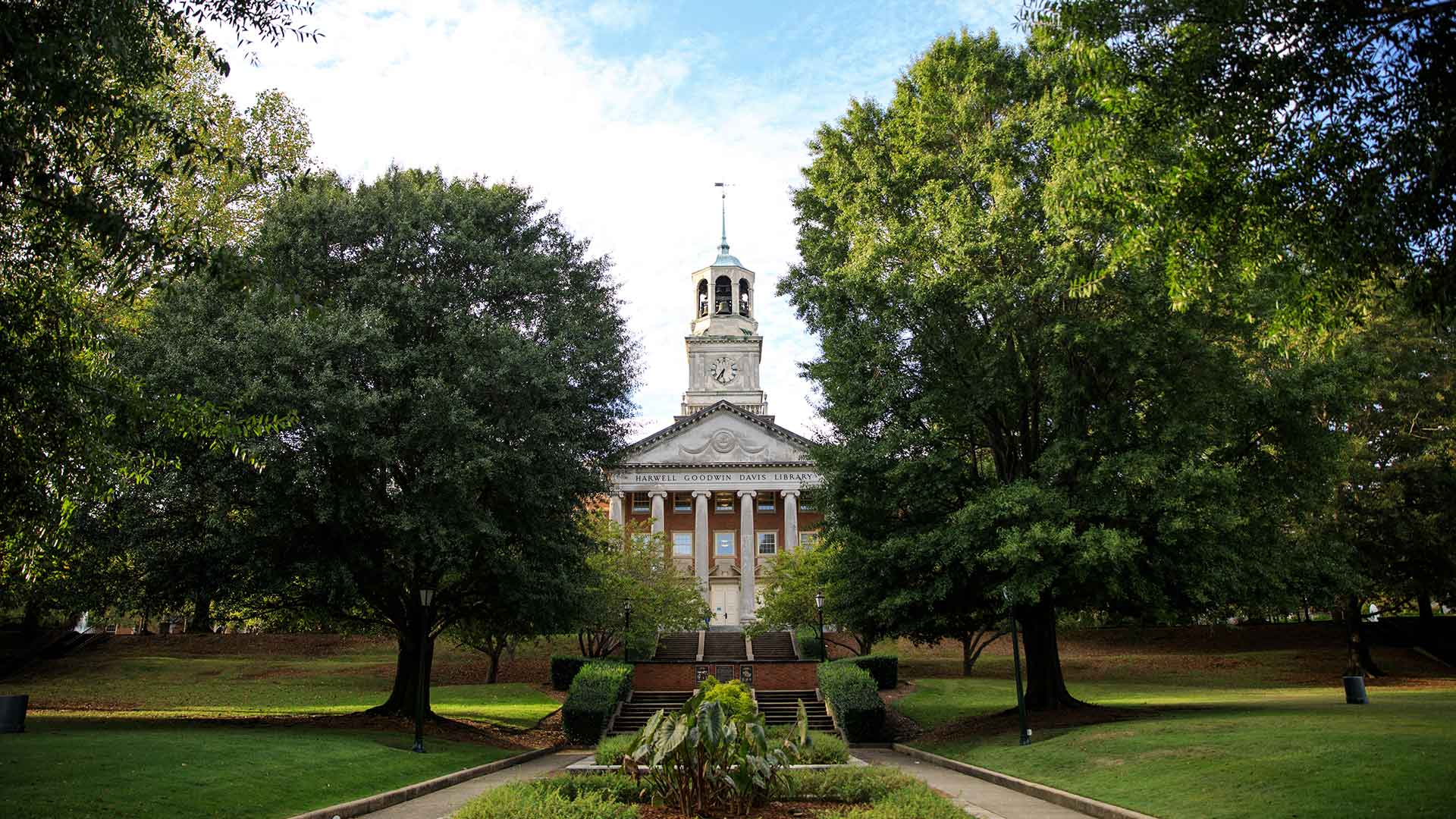 library exterior banner