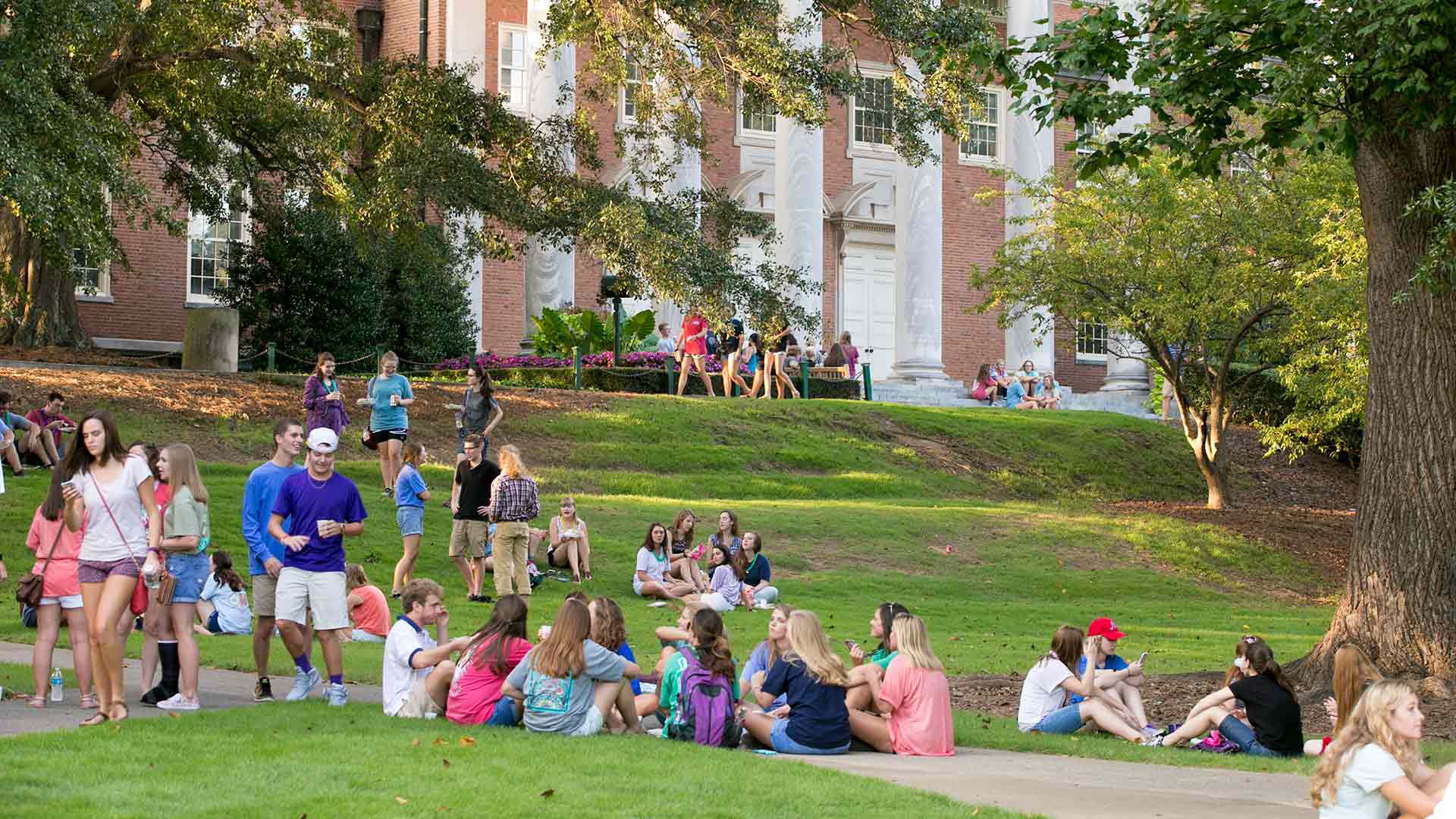 students on quad banner