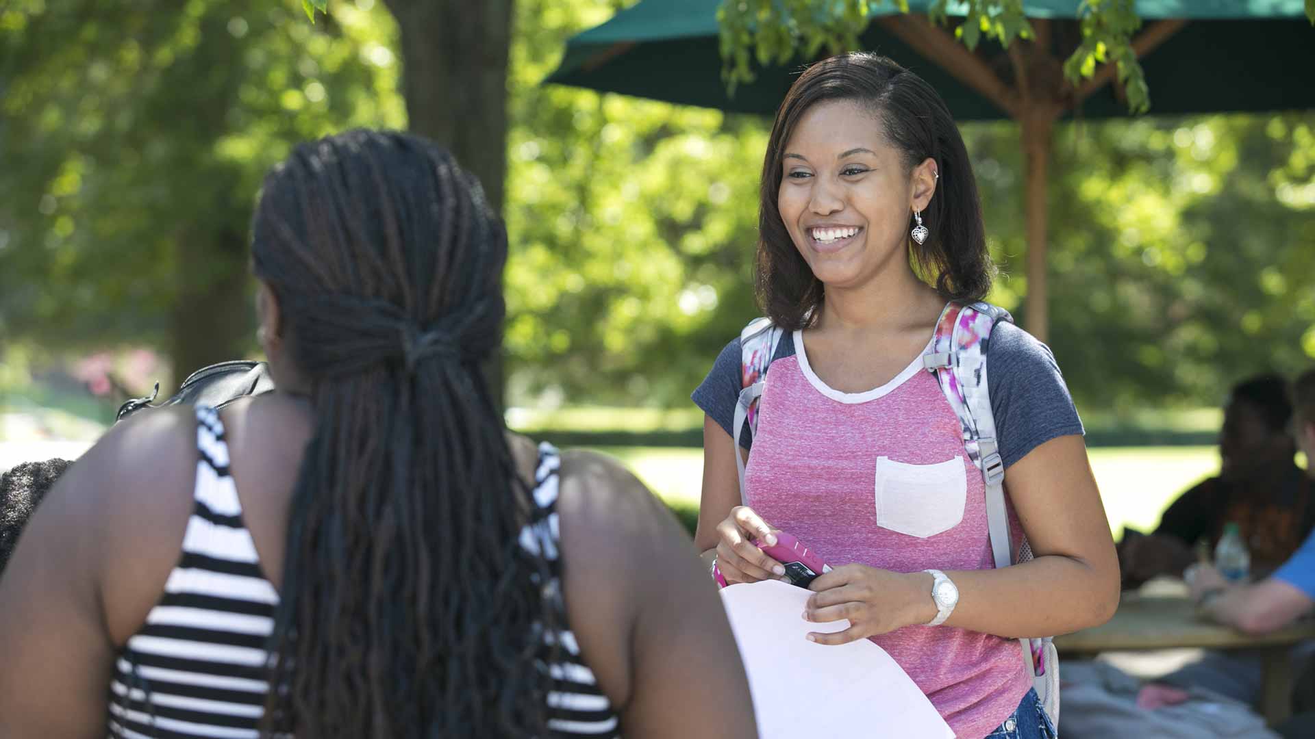 female students at organization fair