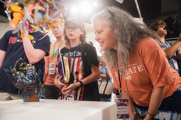 female teacher with students